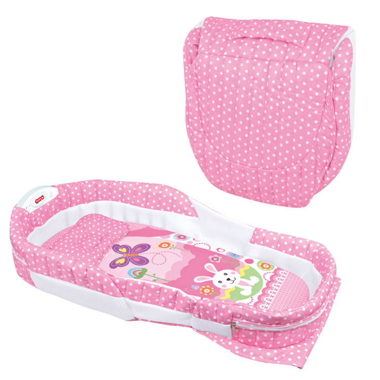 音乐灯光折叠式婴儿卡通图案床中床 简便带蚊帐全包围婴儿分隔床产品图