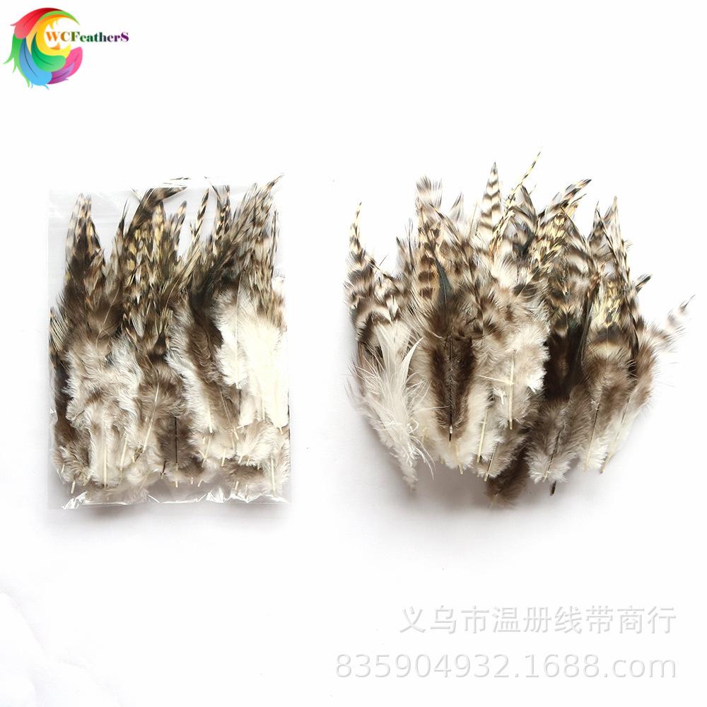 温册羽毛现货批发自然色青芦花尖8-16cm50根一套黑白条花鸡毛细节图