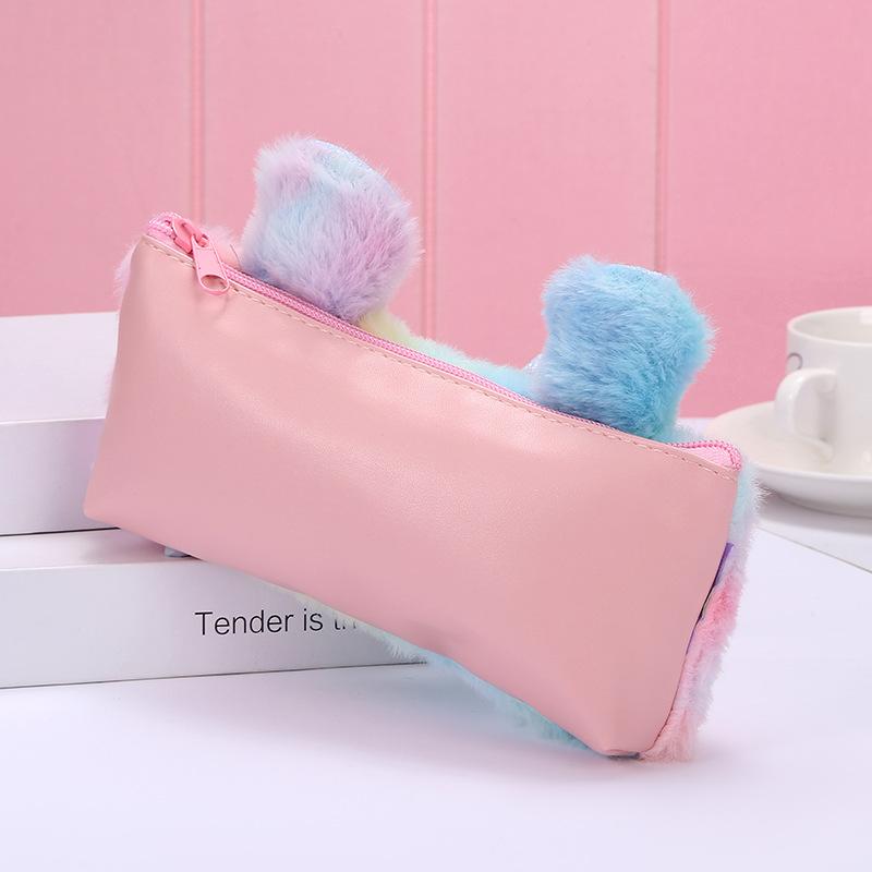 Korean version unicorn fleece pen case, colorful autumn and winter new fashion storage box, embroidered PU leather pen case wholesale Application Scenario
