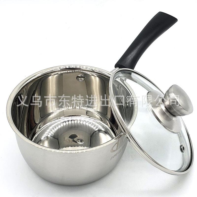 Factory direct sales of stainless steel milk pot three-piece set, milk and noodle pot for export, 14-18cm single handle milk pot gift Application Scenario