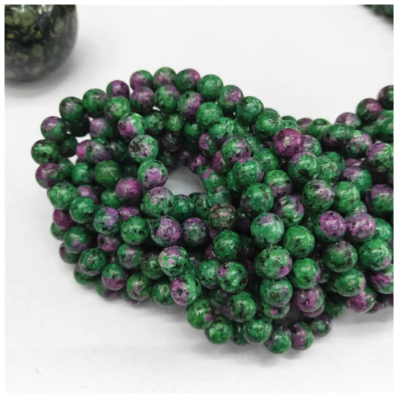 Wholesale of new jewelry items such as red and green gemstones, loose beads, round beads, DIY semi-precious stone jewelry and matching beads, factory direct sales Item Picture