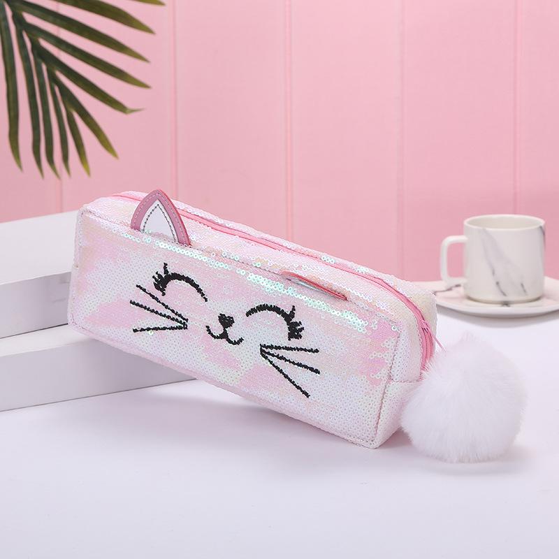 Nueva sirena lentejuelas unicornio Unicorn bolsa de plumas bolsa de maquillaje estudiante gato dibujos animados bordado bolsa de niños Specification image