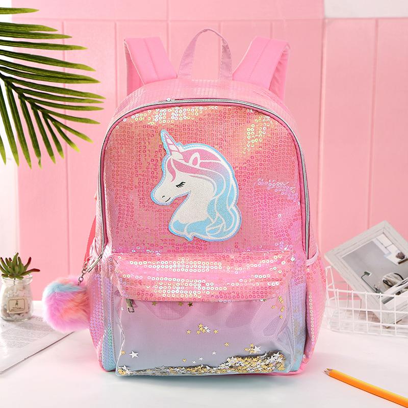 New Unicorn UNICORN Iridescent sequined large backpack, large-capacity backpack, canvas student schoolbag