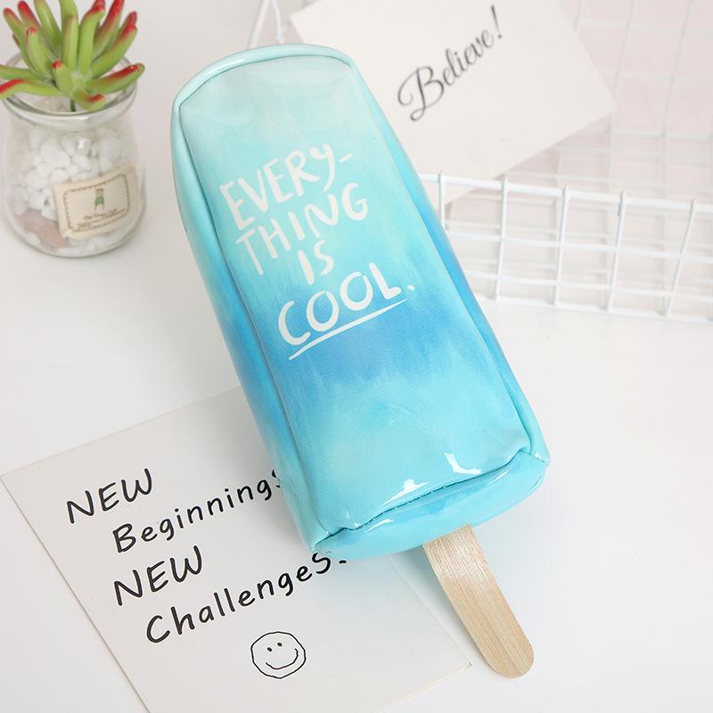Nueva caricatura creativa snow cream pen bag gran capacidad para hombres y mujeres estudiantes PU pen bag papelería caja de lápiz de papelería undefined