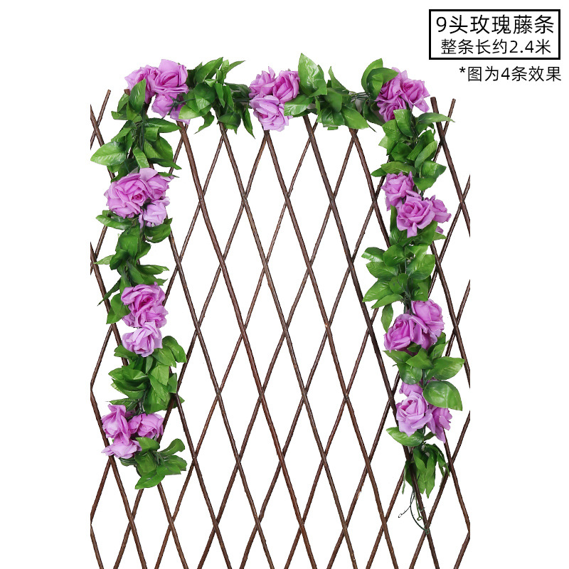 Emulación rosa flor ratán colgante de pared flor de seda decoración de boda sakura ratán flor falsa emulación de techo planta flor ratán undefined
