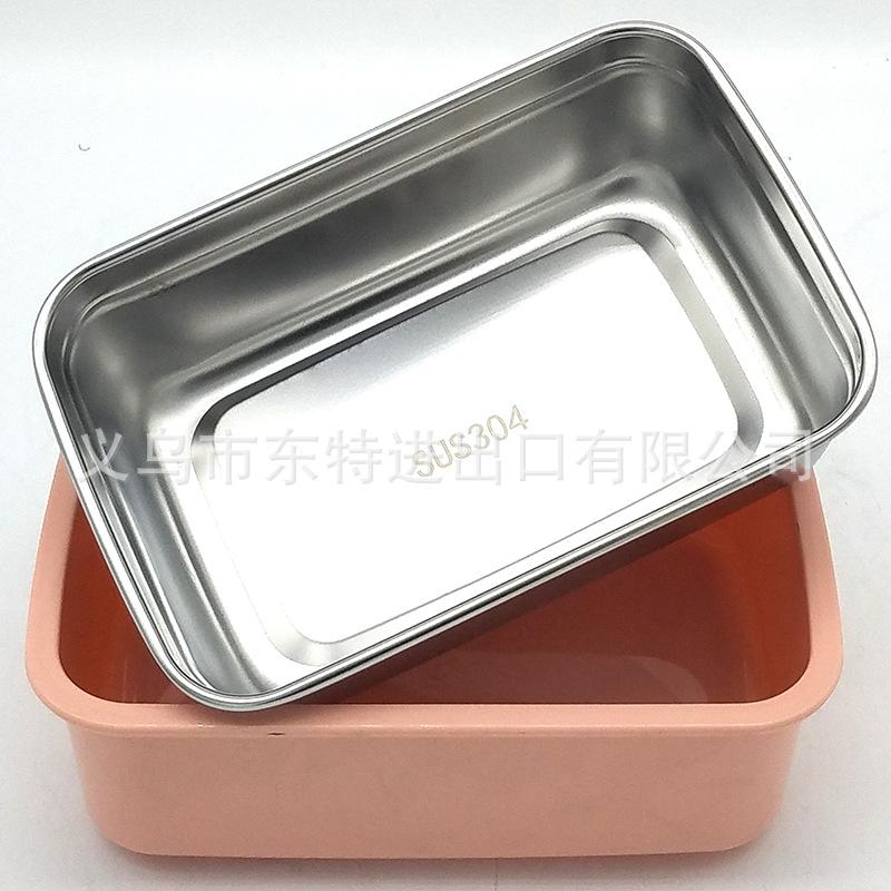 Stainless steel 304 wheat straw compartments bento box, student portable insulated lunch box, rectangular lunch box Item Picture