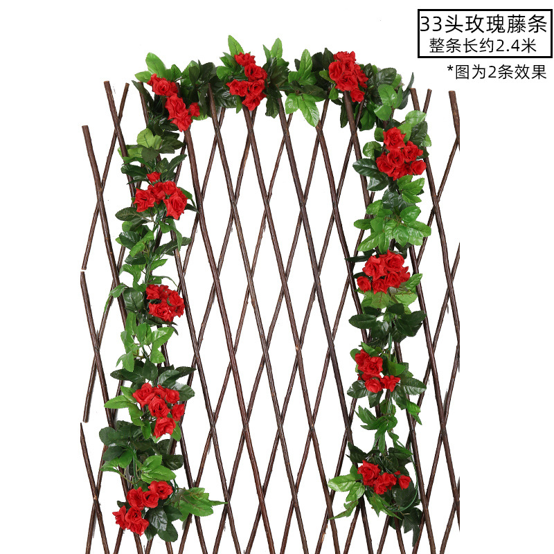Emulación rosa flor ratán colgante de pared flor de seda decoración de boda sakura ratán flor falsa emulación de techo planta flor ratán undefined