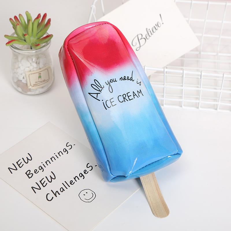 Nueva caricatura creativa snow cream pen bag gran capacidad para hombres y mujeres estudiantes PU pen bag papelería caja de lápiz de papelería undefined