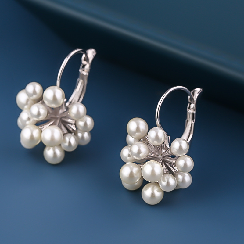 New 925 silver needle stud earrings, Korean fashion trendsetter style pearl earrings, versatile earrings for women, Korean version wholesale Application Scenario