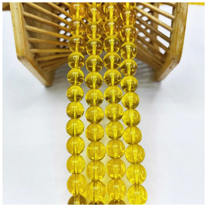 Wholesale of special crystal jewelry, golden crystal glass loose beads, DIY round bead jewelry, bead matching factory direct sales Item Picture