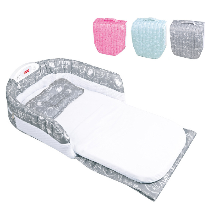 便携式婴儿床中床新生儿多功能音乐灯光婴儿床旅行折叠分隔床跨境