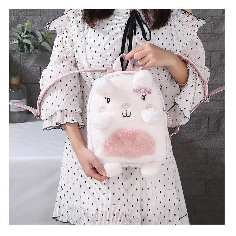 New plush and cute little bear cartoon bow backpack for children, adorable snack backpack for babies Item Picture