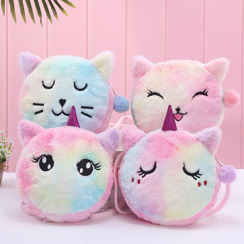 Cross-border women's bags, unicorn children's crossbody bags, cute dolls, single-shoulder plush zipper loose change cosmetic bags wholesale
