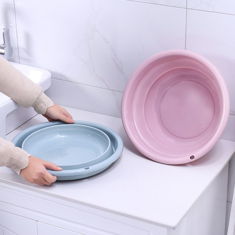 Portable Japanese basin, folding and thickening, large, medium and small washbasin, household laundry basin, travel laundry basin, children's plastic basin Specification image