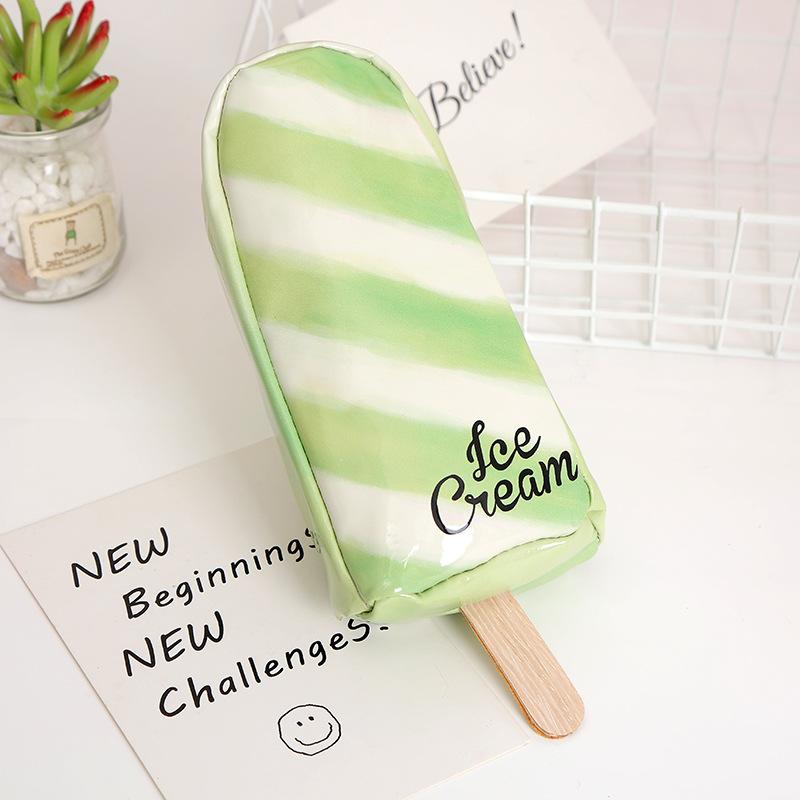 Nueva caricatura creativa snow cream pen bag gran capacidad para hombres y mujeres estudiantes PU pen bag papelería caja de lápiz de papelería undefined