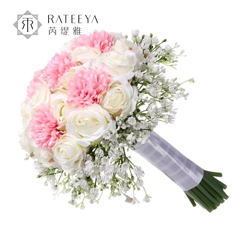 欧美婚礼手捧花创意满天星仿真手捧花新娘结婚捧花婚庆用品批发