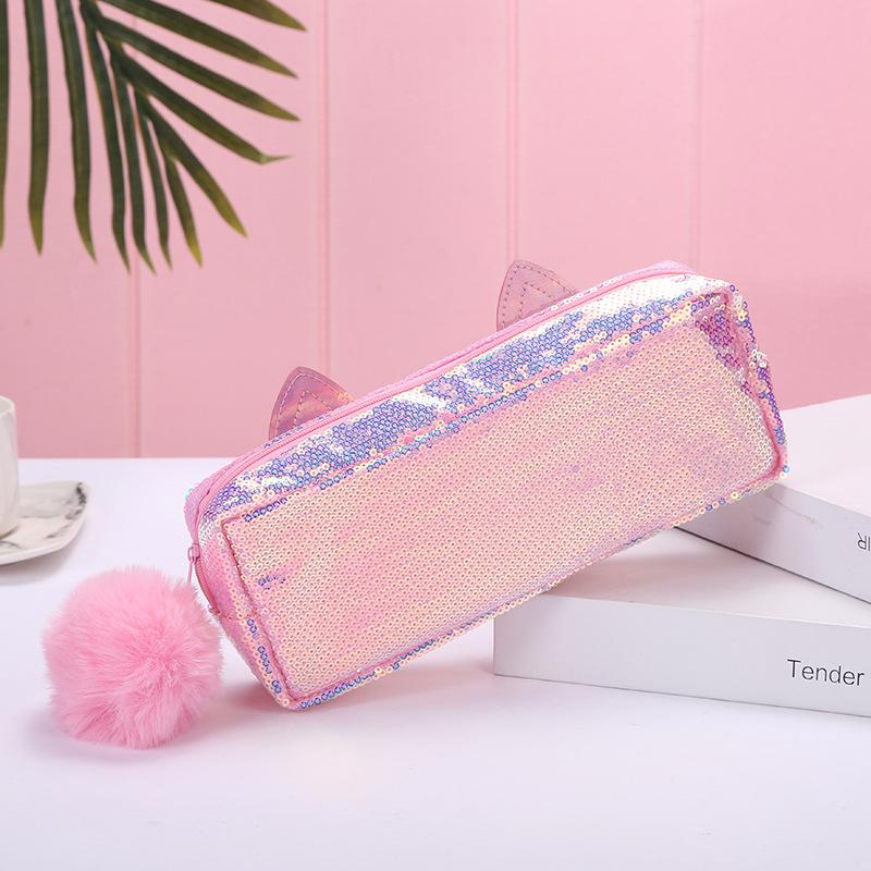 Nueva sirena lentejuelas unicornio Unicorn bolsa de plumas bolsa de maquillaje estudiante gato dibujos animados bordado bolsa de niños Application Scenario