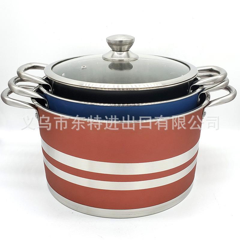 Factory direct sales of stainless steel soup POTS, color frosted right-angle POTS, 28-32 large capacity soup POTS, gift sets of soup POTS Item Picture