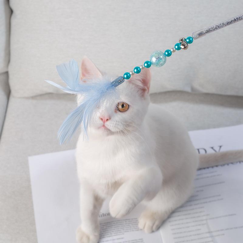 New interactive cat toy bead string feather with bell cat toy tease cat stick cat supplies a hair Specification drawing