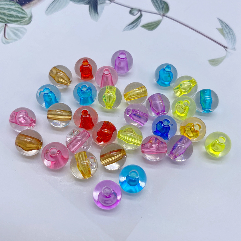 Beaded material through-hole core bead jewelry, hair rope necklace, acrylic round bead diy simple and easy accessory undefined