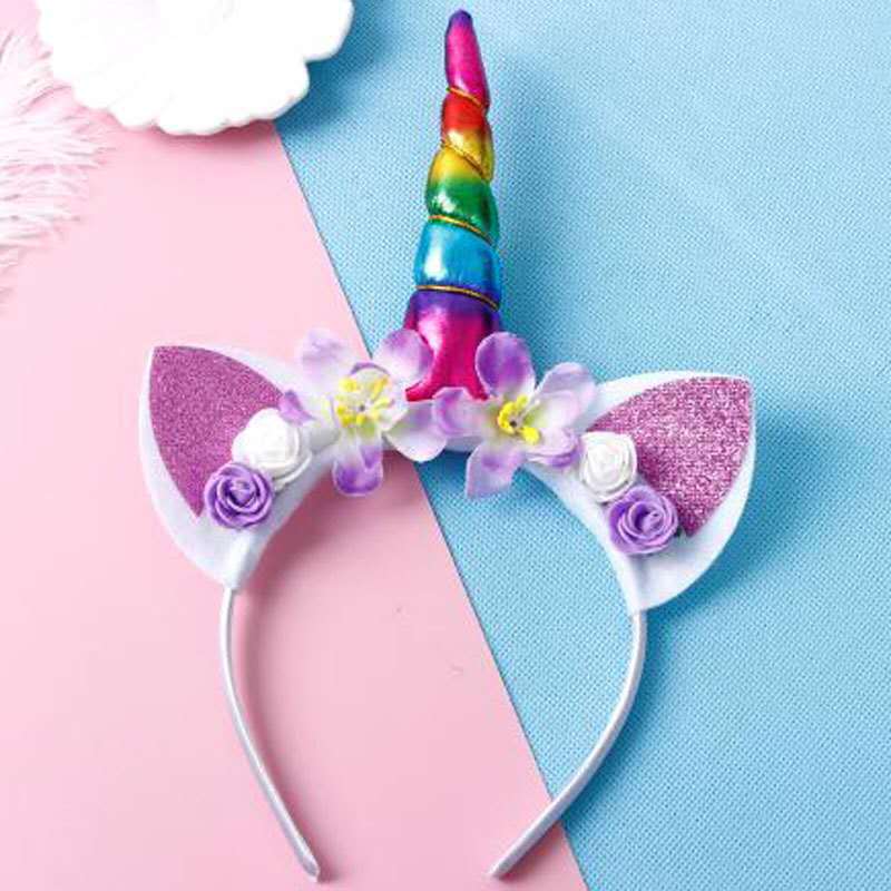 厂家直供跨境独角兽发箍儿童卡通头箍万圣节公主生日派对头饰批发