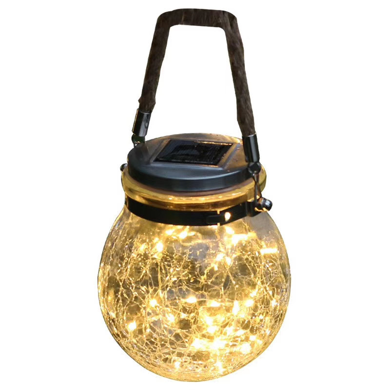 Cross-border outdoor solar glass bottle lamp, street lamp, copper wire lamp, crack solar outdoor special decoration, camping Item Picture