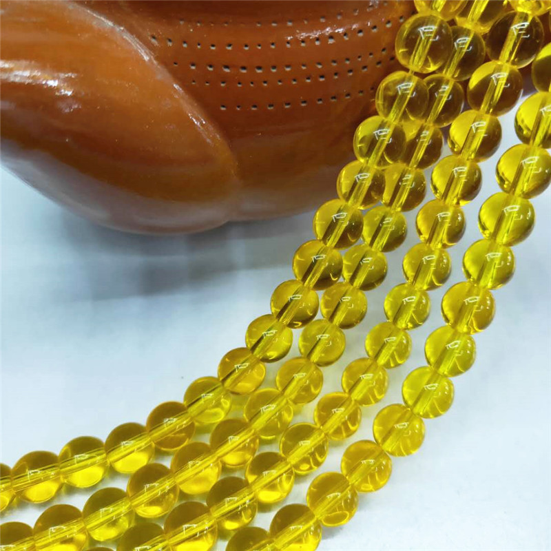 Wholesale of special crystal jewelry, golden crystal glass loose beads, DIY round bead jewelry, bead matching factory direct sales details Picture