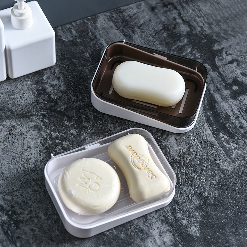 Wall-mounted soap box, no-drilling, traceless soap box, double-layer draining, bathroom and toilet storage rack soap box Specification image