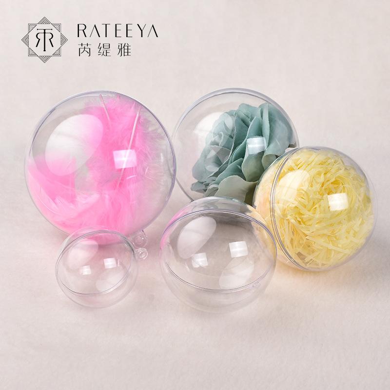 高透明圣诞球空心塑料圆球PS食品级环保糖果盒装饰用品永生花吊球