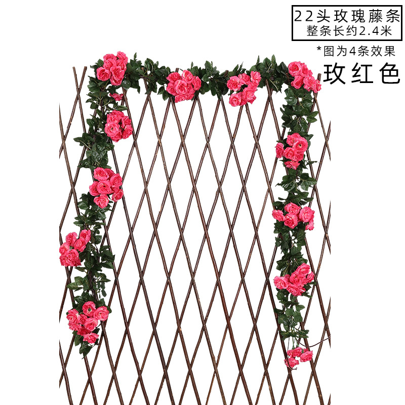 Emulación rosa flor ratán colgante de pared flor de seda decoración de boda sakura ratán flor falsa emulación de techo planta flor ratán undefined