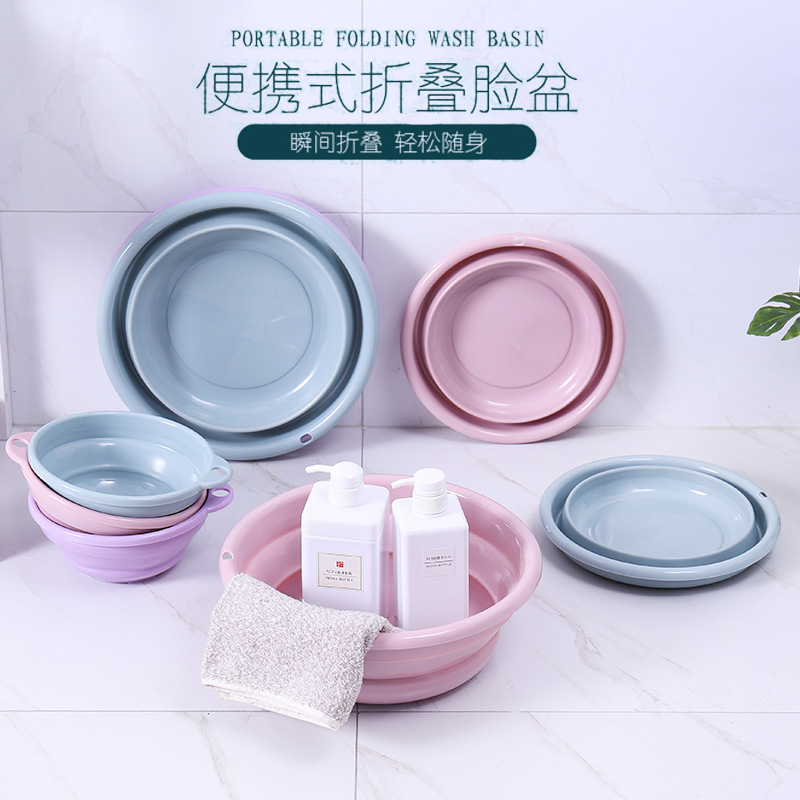 Portable Japanese basin, folding and thickening, large, medium and small washbasin, household laundry basin, travel laundry basin, children's plastic basin details Picture