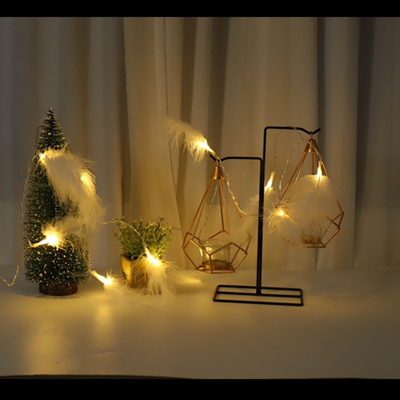 Cross-border sales feather lights string ins wind wedding festival decorative lights small lights feather led Christmas lights