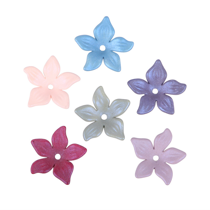 Factory direct sales of acrylic mid-hole frosted five-petal flower handcrafted headwear, bride headwear, ancient-style hairpin accessories Item Picture