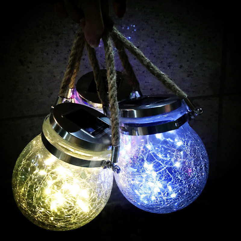 Cross-border outdoor solar glass bottle lamp, street lamp, copper wire lamp, crack solar outdoor special decoration, camping Specification image