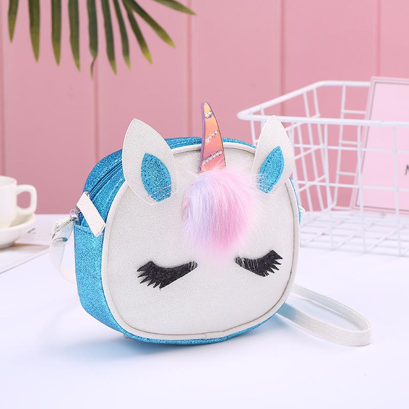 Nuevo Unicorn crossbody un hombro bolsa rosa brillante niños dibujos animados viaje lindo estudiante un hombro bolsa de las mujeres details Picture