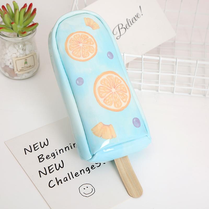 Nueva caricatura creativa snow cream pen bag gran capacidad para hombres y mujeres estudiantes PU pen bag papelería caja de lápiz de papelería undefined
