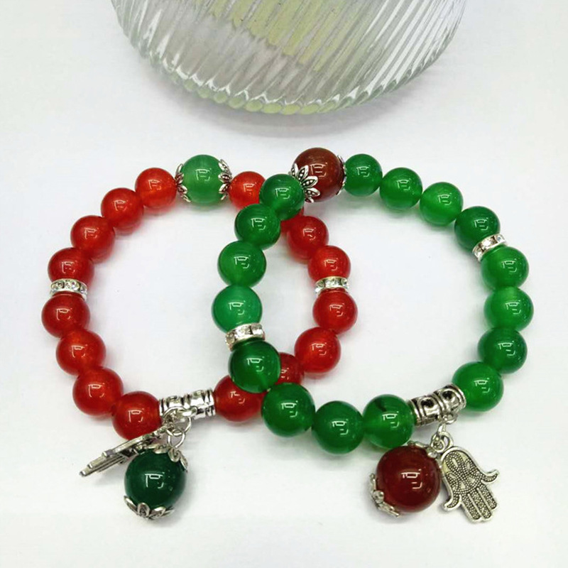 New trendy crystal jewelry: Green Dongling White Porcelain Obsidian combination bracelet, palm fortune bead bracelet wholesale, handcrafted Application Scenario