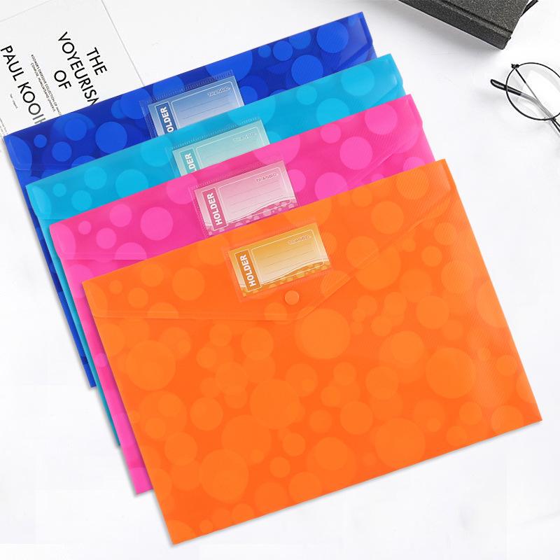Original manufacturer silk-screen printed file bags with dot patterns, A4 file bags, snap file bags, archive bags, stationery custom printing Specification image