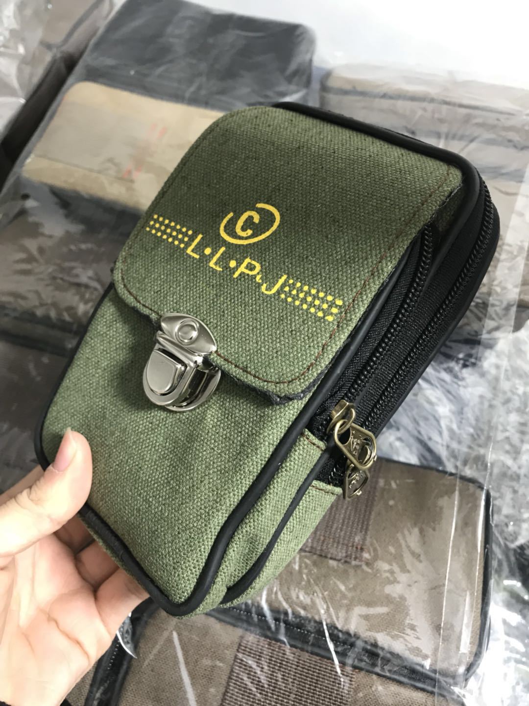 Multi-Function Interlock Horizontal Leisure Hanging Bag Men's Mobile Phone Bag Wear Belt Belt Belt Canvas Wear-Resistant Manufacturers Wholesale undefined