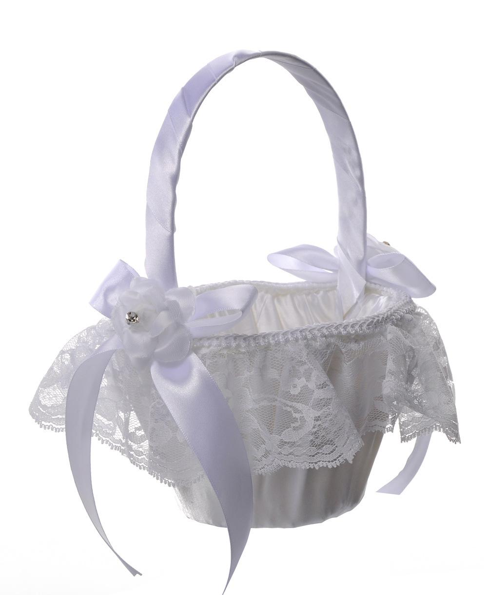 Wedding products, wedding products, wedding products, wedding products, wedding products, wedding products, direct supply from wedding products manufacturers. European-style wedding supplies, lace fabric flower baskets, white handcrafted bow flower baskets, flower scattering baskets for children wholesale Item Picture