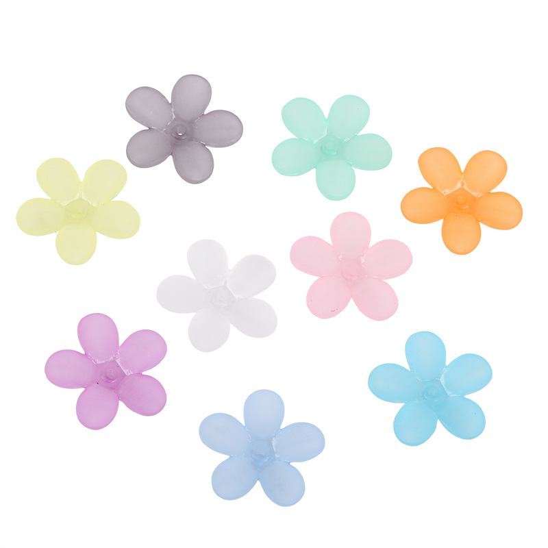 Factory direct sales of new frosted flower through-hole scattered beads material, sweet and fresh acrylic diy handcrafted Item Picture