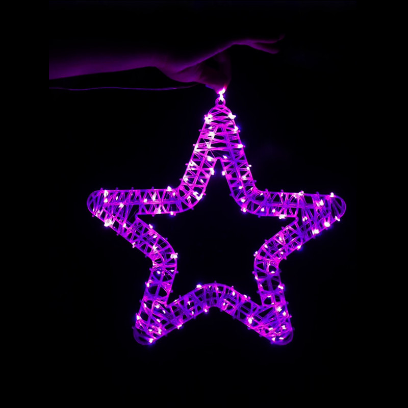 Cross-border new outdoor waterproof five-pointed star light, tree hanging decorative light, transparent star light, street lighting, 40cm220v