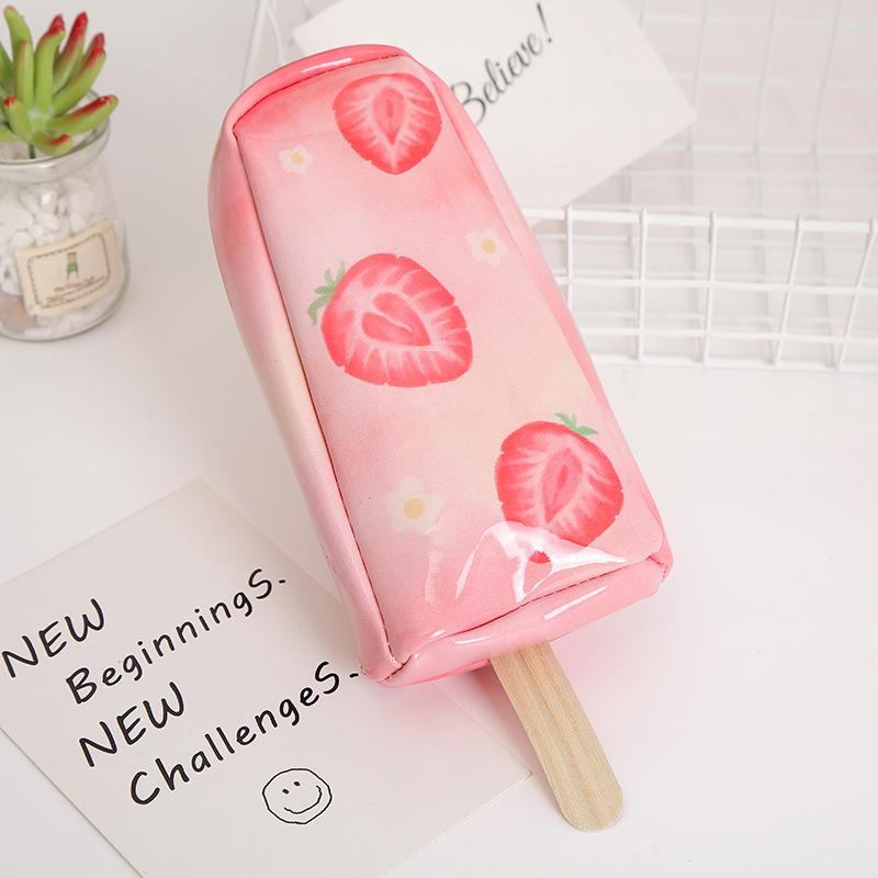 Nueva caricatura creativa snow cream pen bag gran capacidad para hombres y mujeres estudiantes PU pen bag papelería caja de lápiz de papelería undefined
