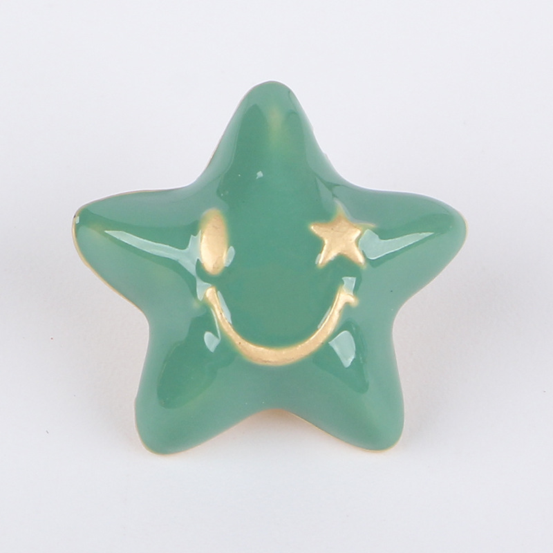 Factory direct sales of 20mm alloy material oil-dripping golden smiling five-pointed star diy loose bead hair accessory, 100 matching pieces of beads undefined