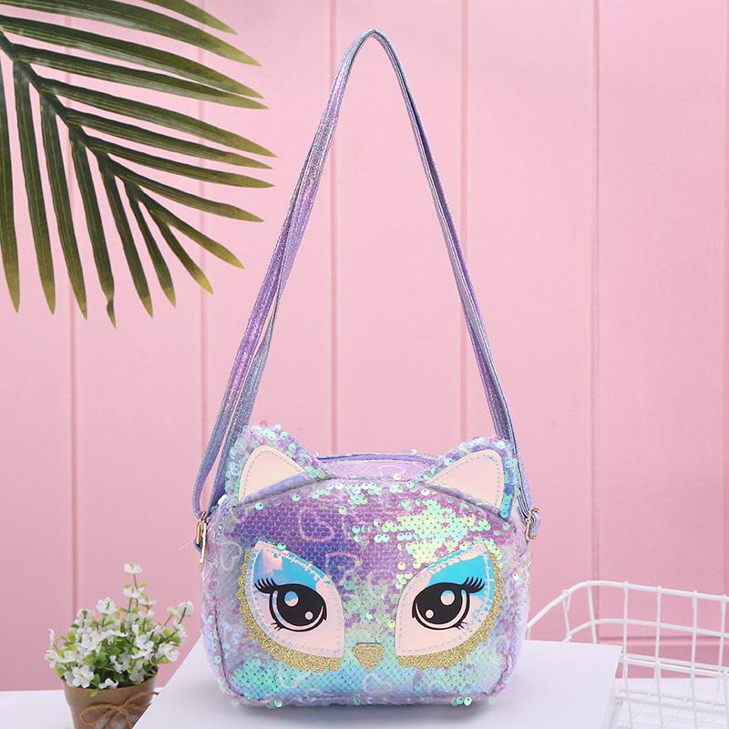 新款休闲美人鱼亮片独角兽Unicorn猫头鹰单肩斜挎包儿童学生女包详情图9