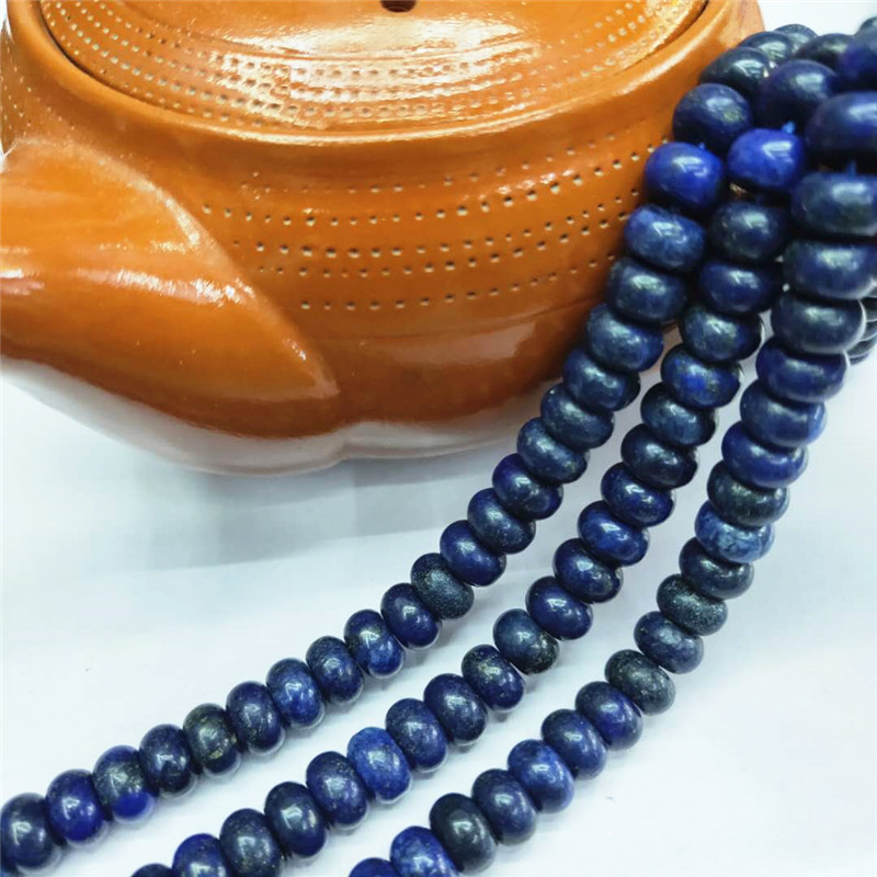天然青金石算盘珠散珠批发 DIY青金石车轮珠隔珠饰品配珠厂家直销