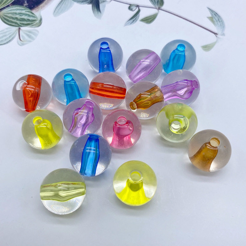 Beaded material through-hole core bead jewelry, hair rope necklace, acrylic round bead diy simple and easy accessory undefined