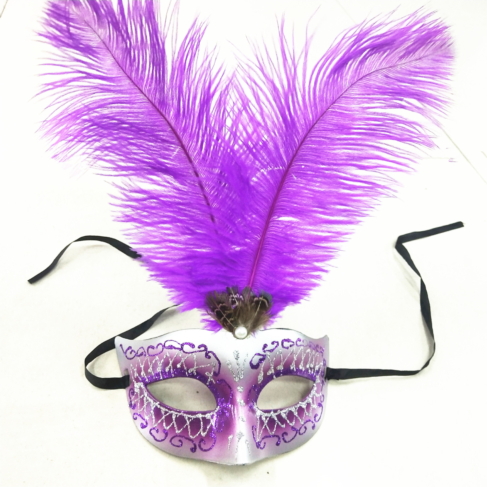 厂家批发 万圣节 羽毛面具 多款任你选 舞台演出配饰白底实物图