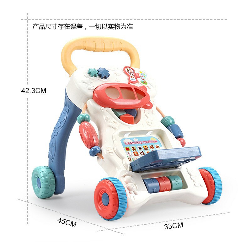 跨境新款婴儿学步车防侧翻助步车手推车 英文版白底实物图