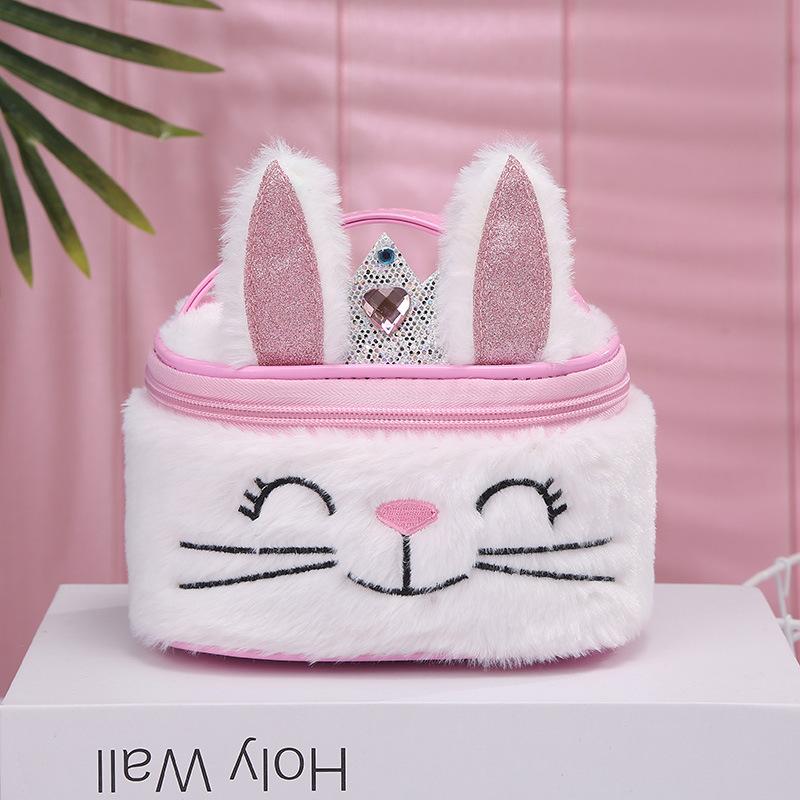 Wholesale of large-capacity cosmetic bags for cats and rabbits in foreign trade, pu leather cute hand-held bags, and storage bags for girls and children Specification image